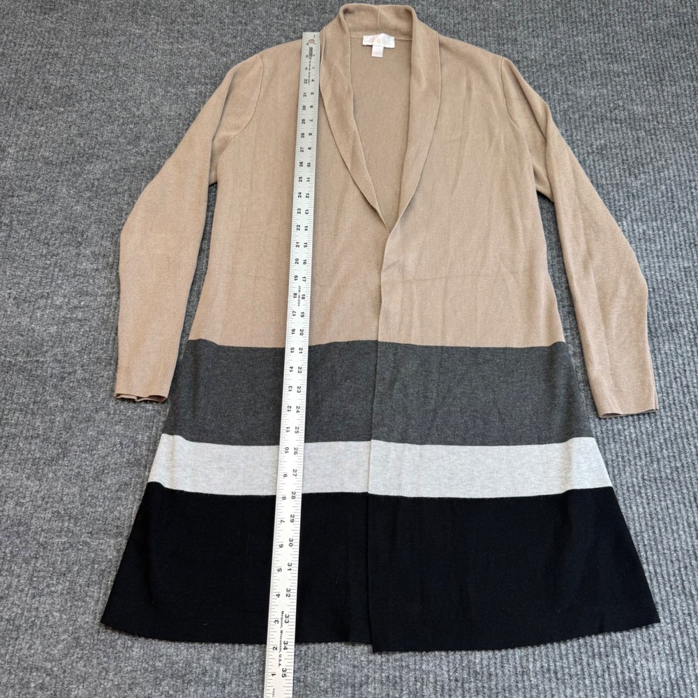 Belle by Kim Gravel Colorblock Cardigan Khaki Black Open Front XXS - Picture 3 of 9